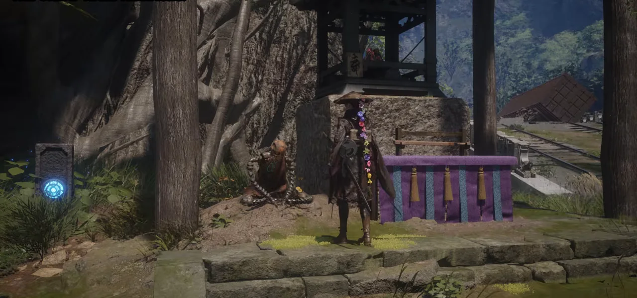 紫の布の台とNPCがいるHunter’s Sword入手場所